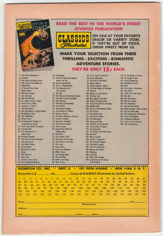 Classics Illustrated #60 back cover