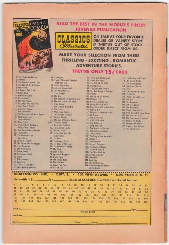 Classics Illustrated #64 back cover