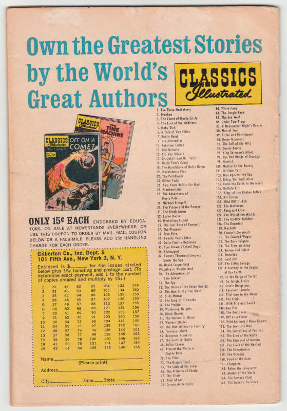Classics Illustrated #77 back cover