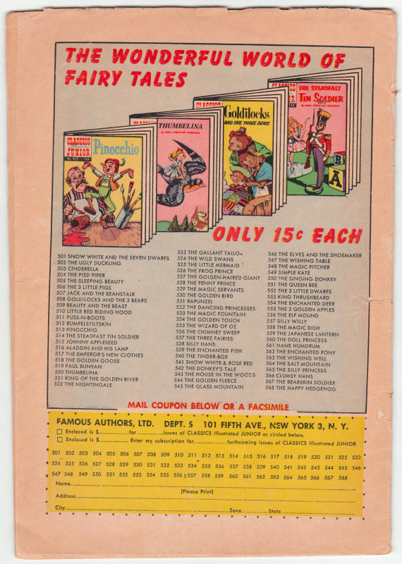Classics Illustrated Junior #502 back cover