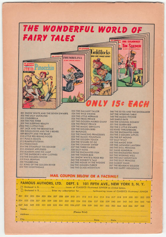 Classics Illustrated Junior #506 back cover