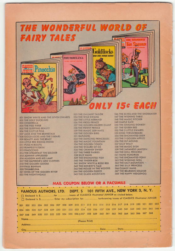 Classics Illustrated Junior #508 back cover