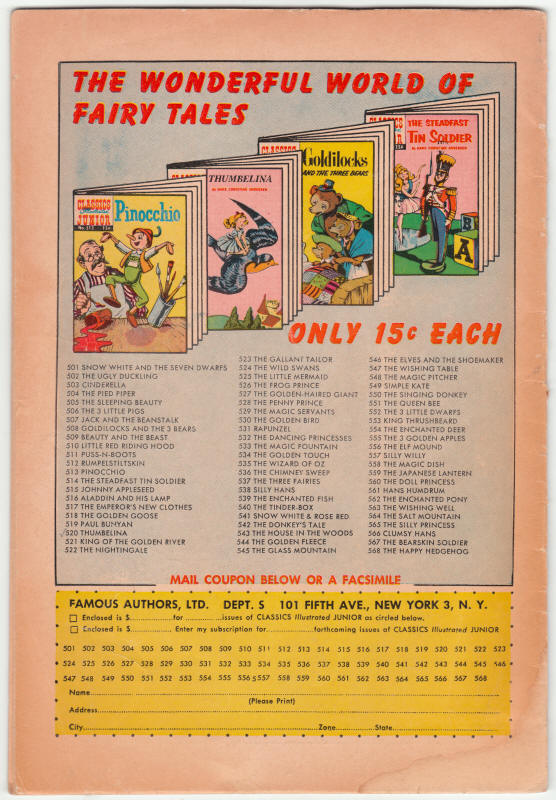 Classics Illustrated Junior #520 back cover