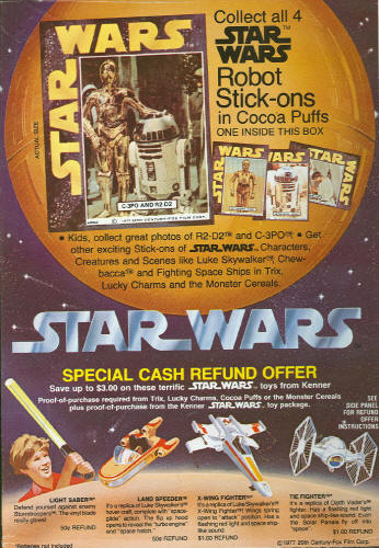 Cocoa Puffs Cereal Box Star Wars Back Panel