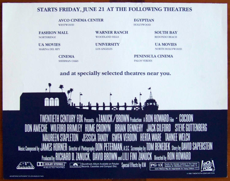 Cocoon Movie Promotional Card
