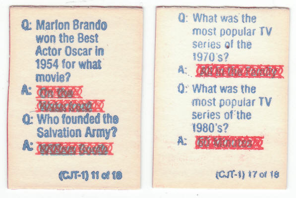 Cracker Jack Magic Window Trivia Game Prizes backs