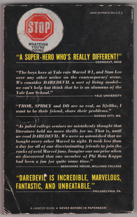 Here Comes Daredevil paperback back