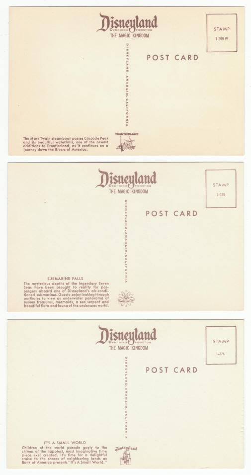 1960s Disneyland Post Cards