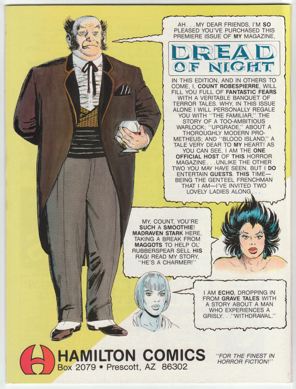 Dread Of Night #1 back cover