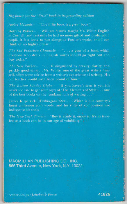 The Elements Of Style back cover
