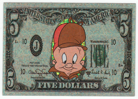 Elmer Fudd Five Dollar Metallic Sticker