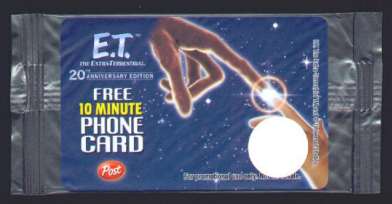ET The Extraterrestrial Post Cereal Phone Card Premium