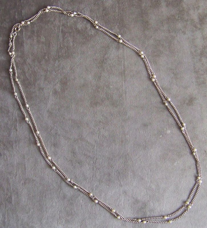 Faux Pearl 60 Inch Flapper Style Station Necklace