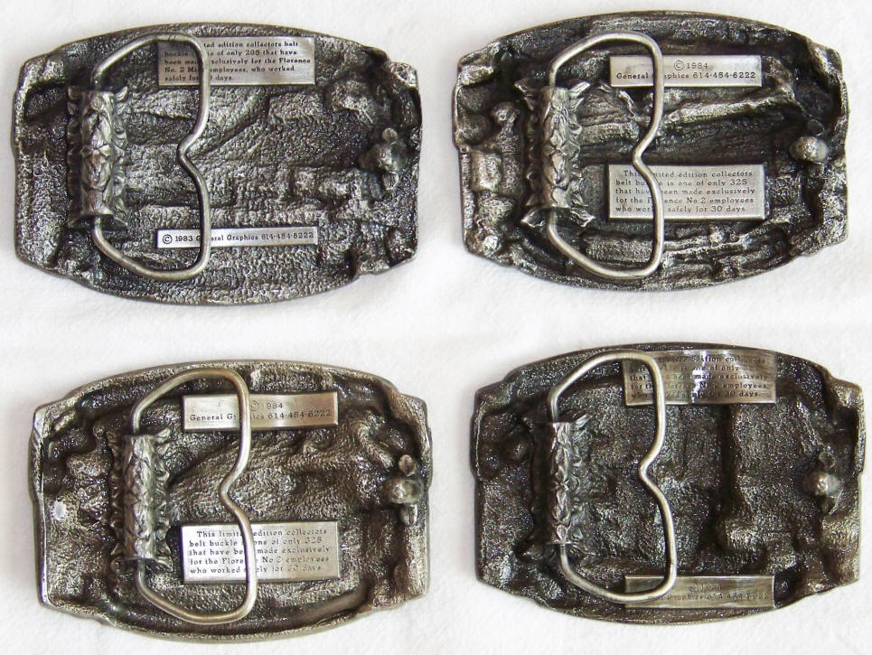 Florence Mining Company Belt Buckles backs