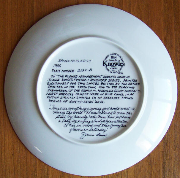 Friends I Remember Plate 7 back