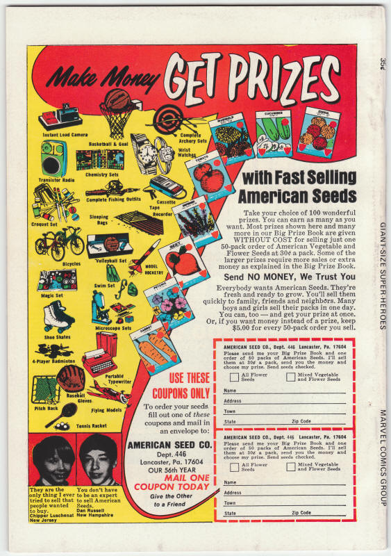 Giant Size Super Heroes Featuring Spider-Man #1 back cover