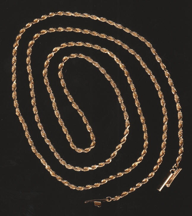 14K Gold Diamond Cut Rope Chain