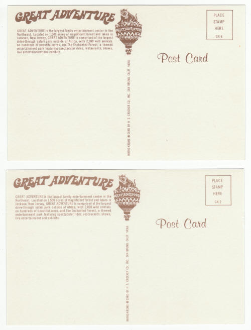 Great Adventure 1974 Post Cards