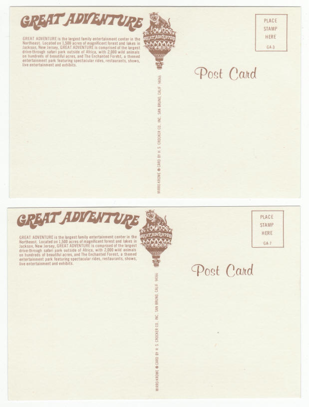Great Adventure 1974 Post Cards