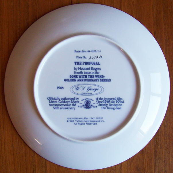 Gone With The Wind Golden Anniversary Plate 4 back