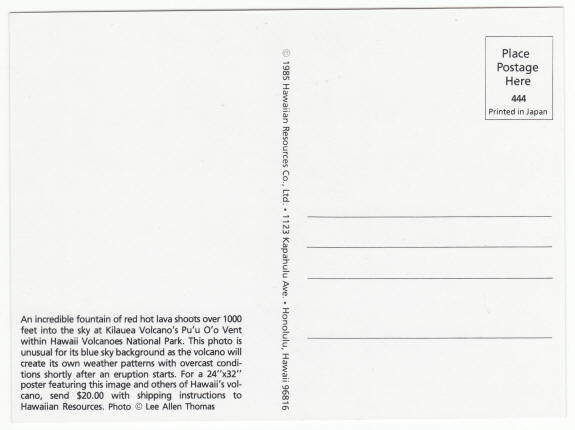 Hawaii Volcanoes National Park Post Card