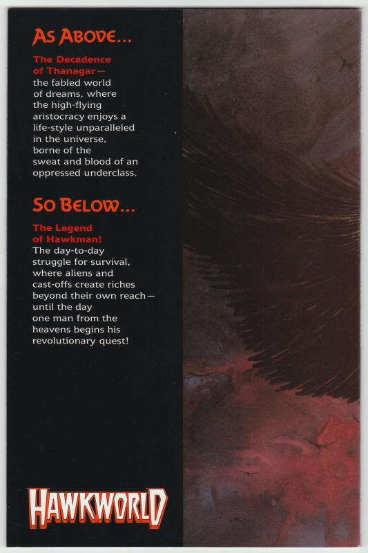 Hawkworld #1 back cover