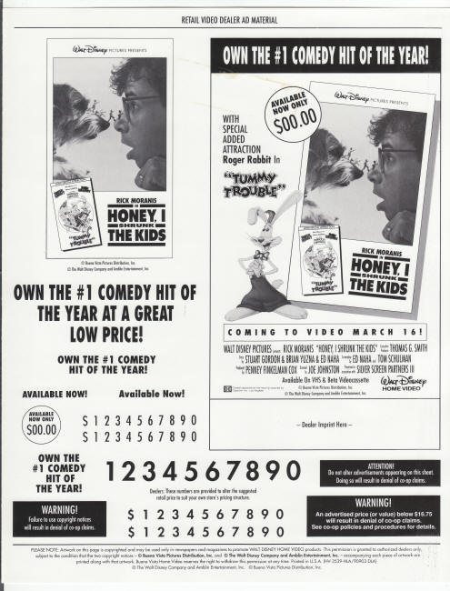 Honey I Shrunk The Kids VHS Promo Pack
