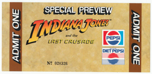 Indiana Jones And The Last Crusade Souvenir Ticket