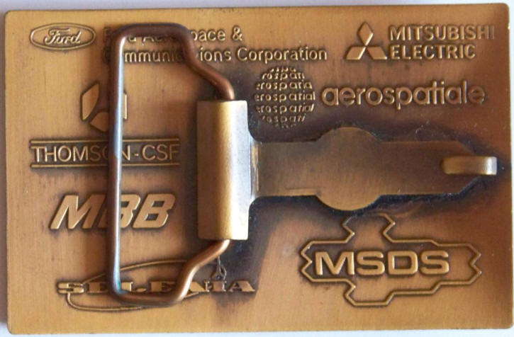 Intelsat V Satellite Brass Belt Buckle back