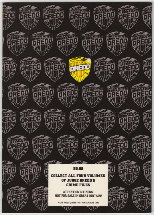 Judge Dredds Crime File Volume Three back cover