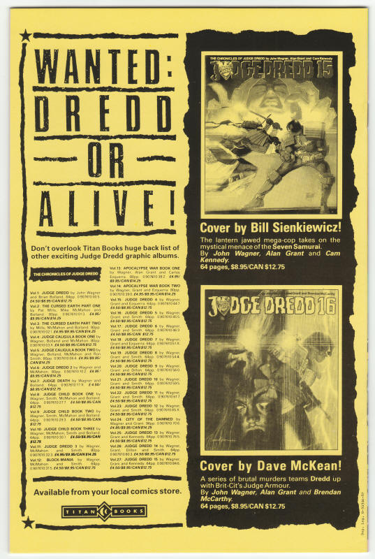 Judge Dredd Volume 2 #10 1986 back cover