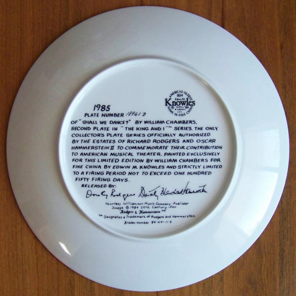 The King And I Plate 2 back