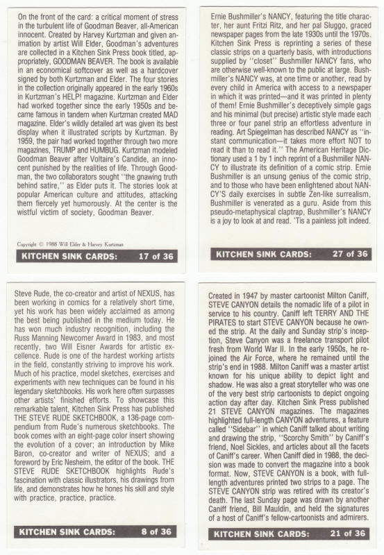 1988 Kitchen Sink Press 20th Anniversary Cards