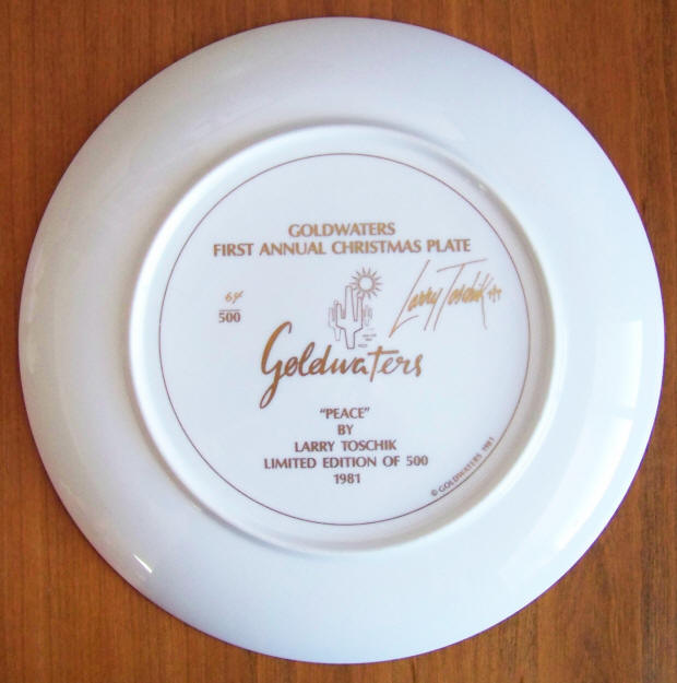Larry Toschik Peace Plate 1981 back