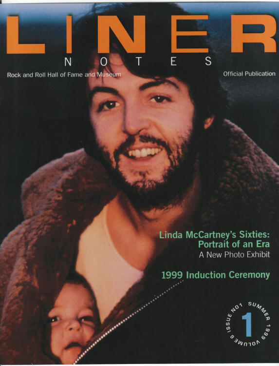 Liner Notes Summer 1999 front cover