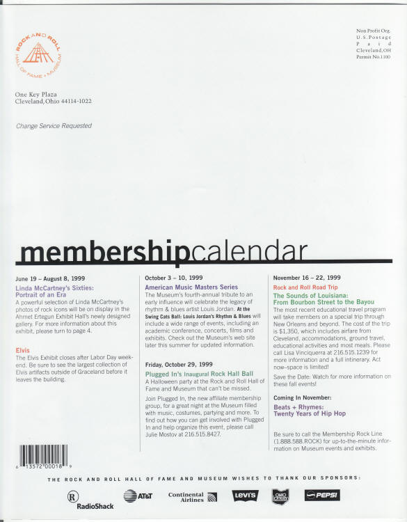 Liner Notes Summer 1999 back cover