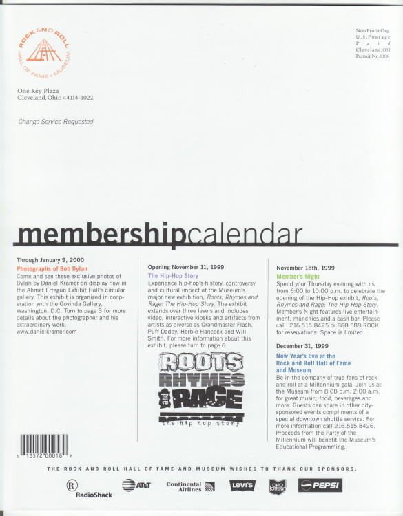 Liner Notes Fall 1999 back cover