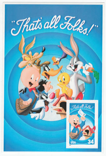 Porky Pig Thats All Folks Postage Stamp Pane
