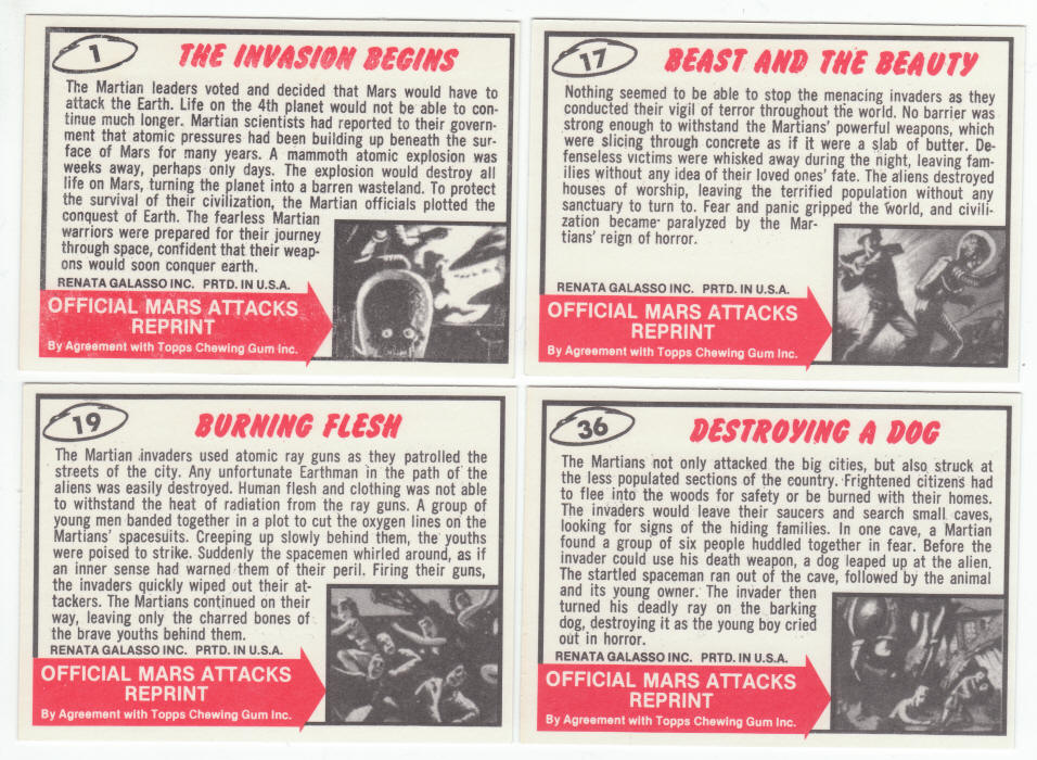 Mars Attacks 1984 Renata Galasso Reprint Cards