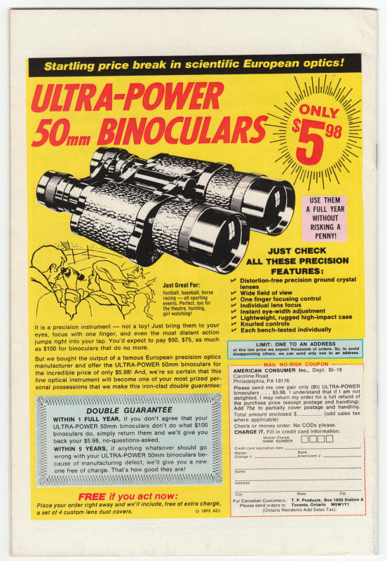 Marvel Chillers #1 back cover