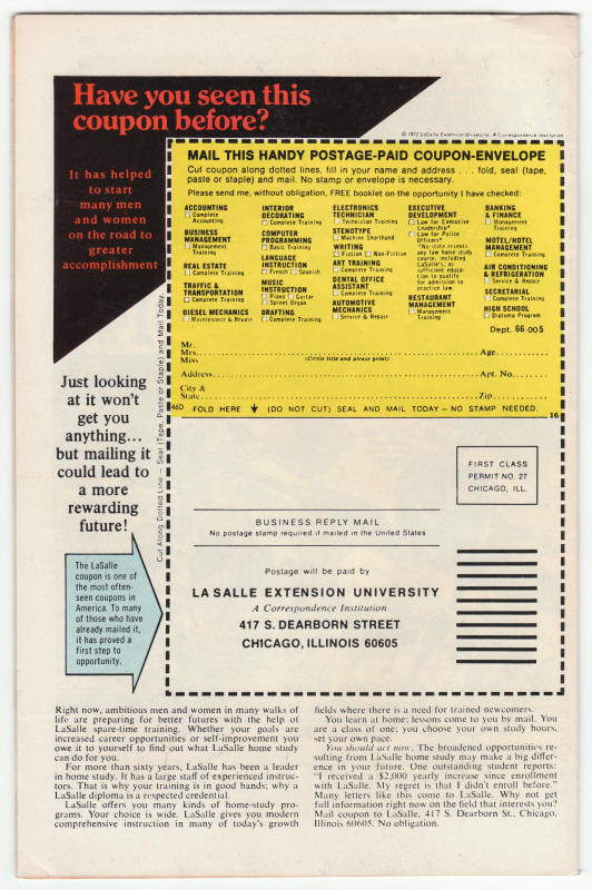 Marvel Premiere 23 Iron Fist back cover