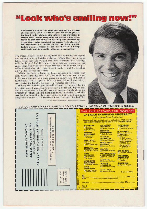 Marvel Spotlight #16 Son Of Satan back cover