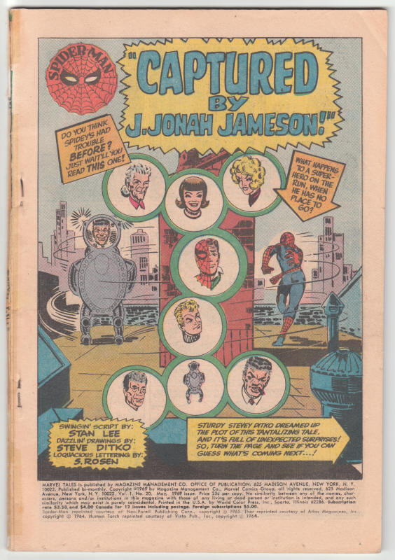 Marvel Tales #20 first page