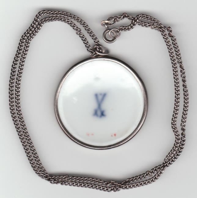 Meissen Porcelain Silver Pendant back