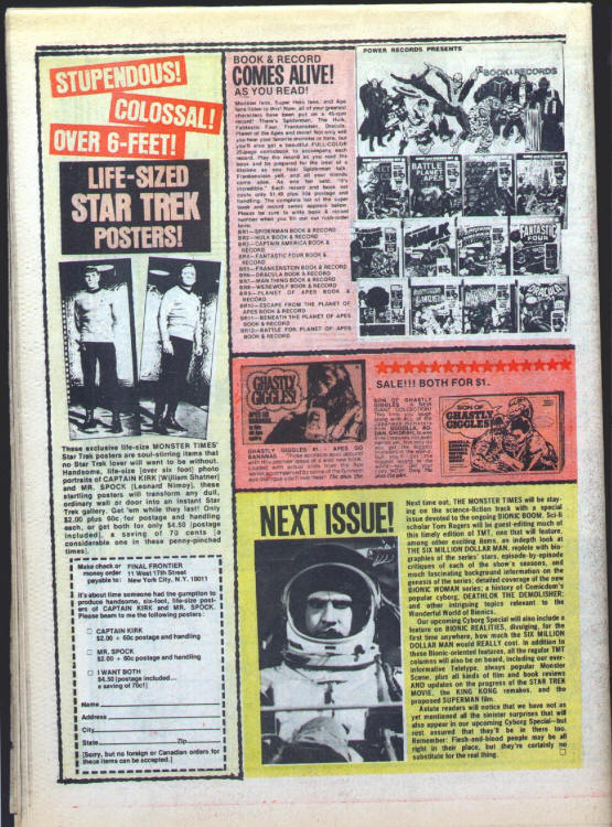 The Monster Times #47 back cover