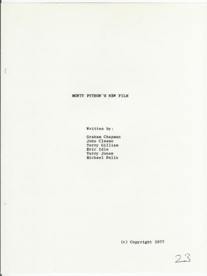 Monty Pythons New Film Life Of Brian Screenplay
