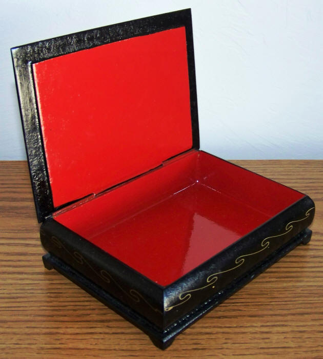 Russian Handmade Wood Jewelry Box open