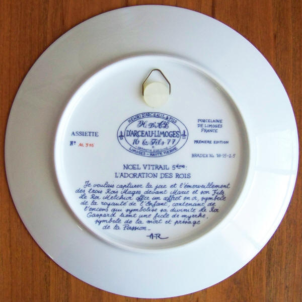 Noel Vitrail Collectors Plate 5 back