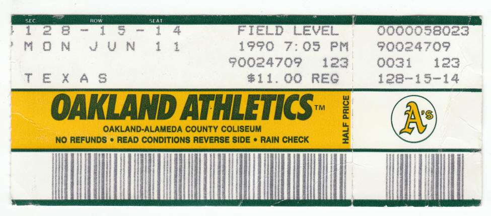 Nolan Ryan 6th No Hitter Ticket Stub front