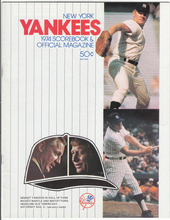 1974 New York Yankees Scorebook front cover